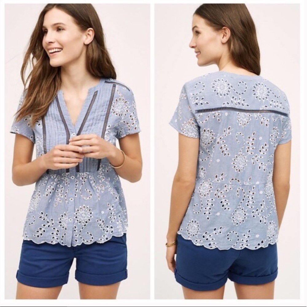 Anthropologie Holding Horses Eyelet Josune Top 8